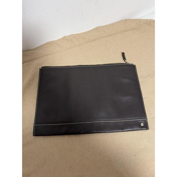 Lambertson Truex Leather Zip Dark Brown Pebbled Document case - Picture 1 of 8
